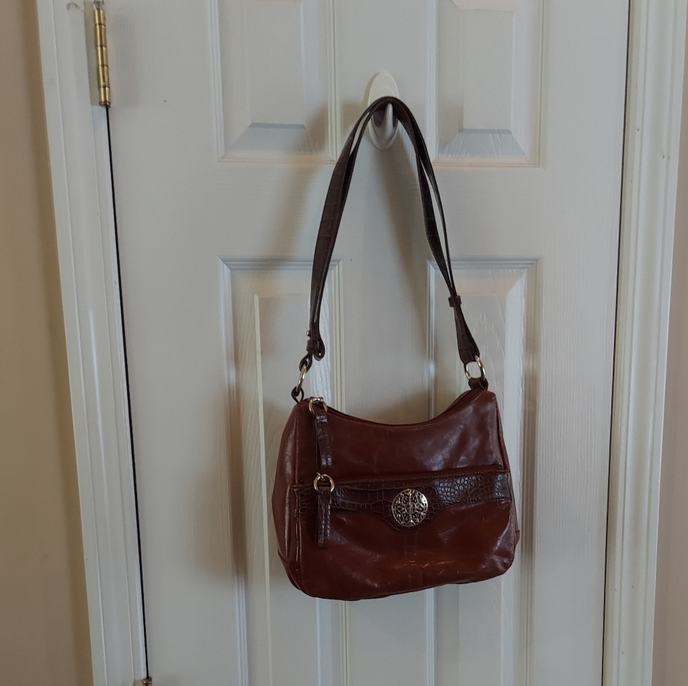 GIANI BERNINI DISTRESSED LEATHER SATCHEL CROSSBODY HANDBAG VINTAGE
